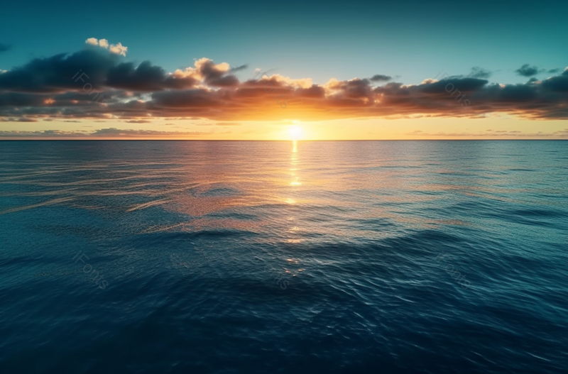 平静的大西洋日出时分的太阳阳光照亮了深蓝色海平面图像摄影,高清,摄影图,摄影图片,图片大全,摄影图免费下载